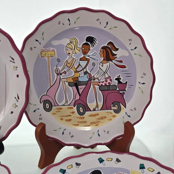 4 Mary Kay Girlfriends Plates 8" salad lunch dessert scalloped edges New boxed - Picture 4 of 9
